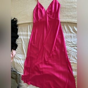Pink Satin Maxi Dress